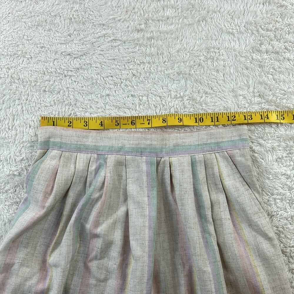 Vintage Star City linen feel a line cream striped midi skirt, size xs - s - Picture 4 of 6